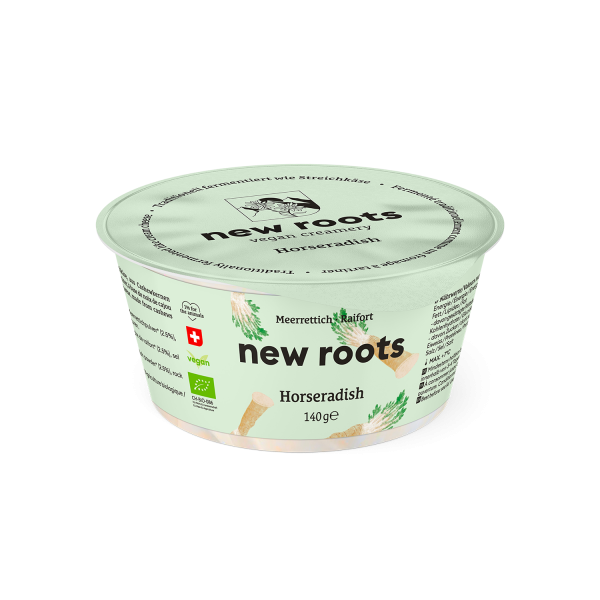 New Roots VEGAN CREAMERY Meerrettich Alternative zu Streichkäse, BIO, 140g