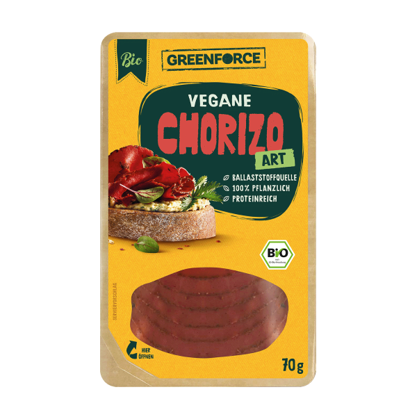 GREENFORCE Vegane Chorizo Art, Bio, 70g