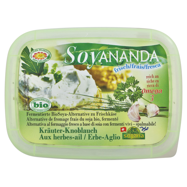 Soyana SOYANANDA vegane Alternative zu Frischkäse Kräuter-Knoblauch, BIO, 140g