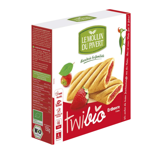 Le Moulin Du Pivert TWIBIO Biscuits with Strawberry Filling, ORGANIC, 150g