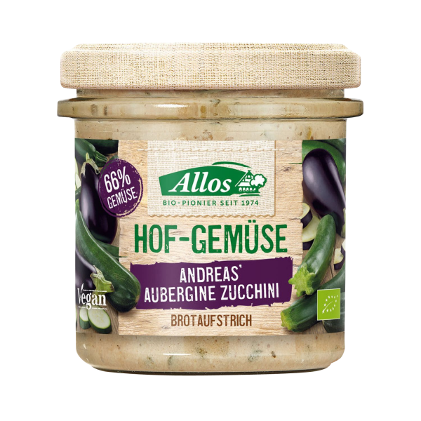 Allos Hofgemüse ANDREAS AUBERGINE ZUCCHINI Brotaufstrich, BIO, 135g