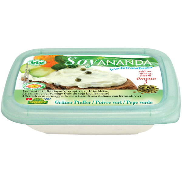 Soyana SOYANANDA vegane Alternative zu Frischkäse grüner Pfeffer, BIO, 140g