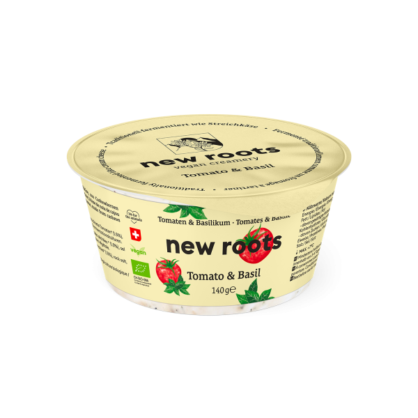 New Roots VEGAN CREAMERY Tomato &amp; Basil alternative to spread cheese, ORGANIC, 140g