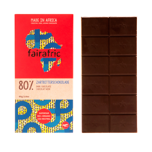 Fairafric dark chocolate 80%, ORGANIC, 80g