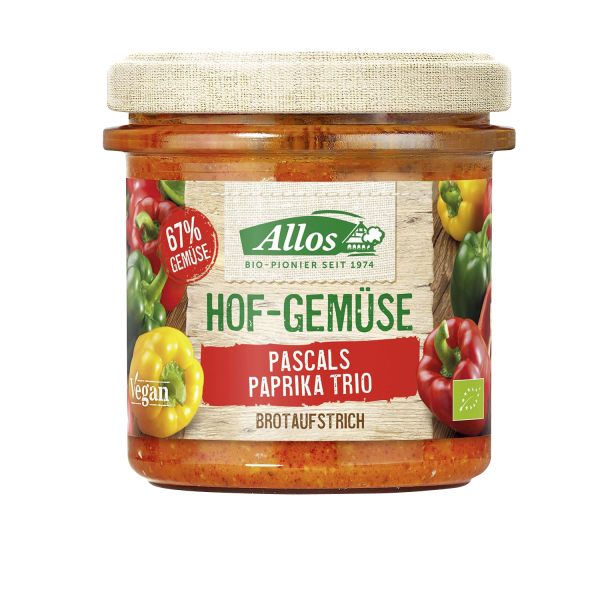 Allos Hofgemüse PASCALS PAPRIKA TRIO Brotaufstrich, BIO, 135g