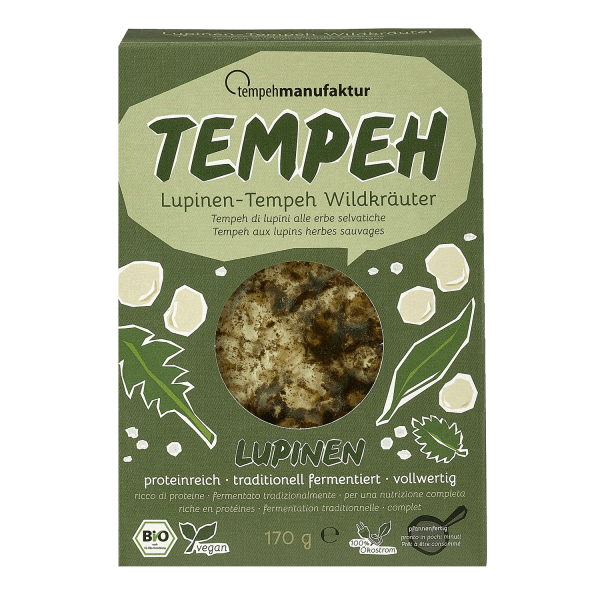 tempehmanufaktur lupine tempeh wild herbs, organic, 170g