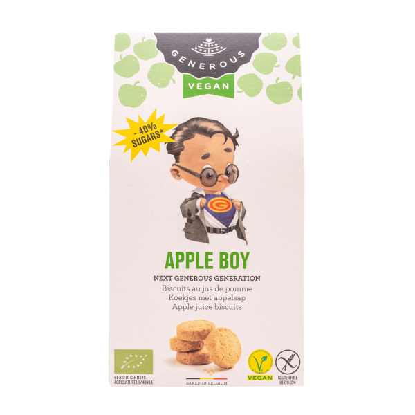 Generous Apple Boy Cookies, Organic, 100g