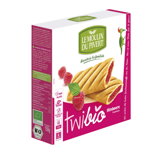 Le Moulin Du Pivert TWIBIO biscuits with raspberry filling, ORGANIC, 150g