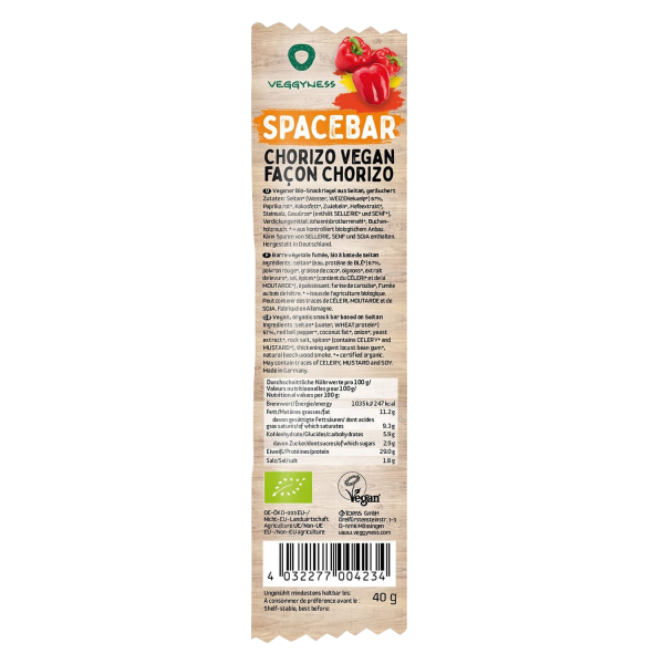 Veggyness SPACEBAR Chorizo Vegan, BIO, 40g
