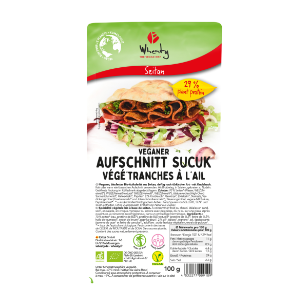 Wheaty Veganer Aufschnitt Sucuk, Bio, 100g