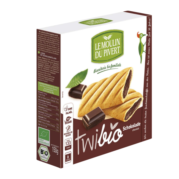 Le Moulin Du Pivert TWIBIO Biscuits with chocolate filling, ORGANIC, 150g